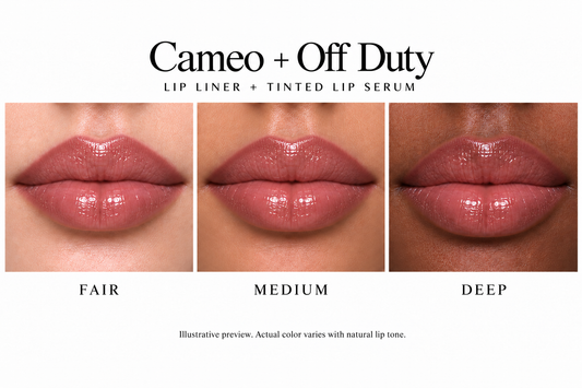 Katie Lynn BEAUTY Cameo + Off Duty on fair, medium and deep lips