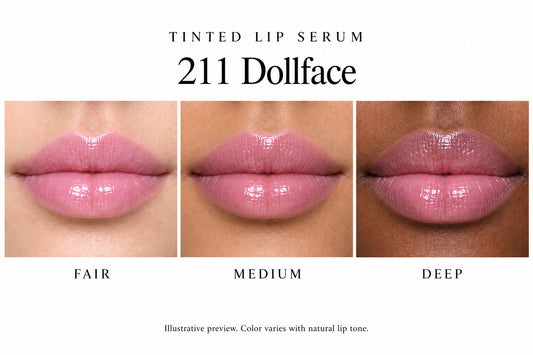 Katie Lynn BEAUTY Doll Face Tinted Lip Serum, shade 211 Dollface on fair, medium and deep lips