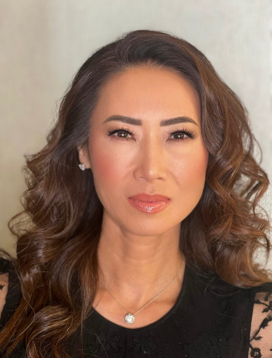 Katie Lynn BEAUTY KLB Signature Velvet Skin Glow makeup look on model