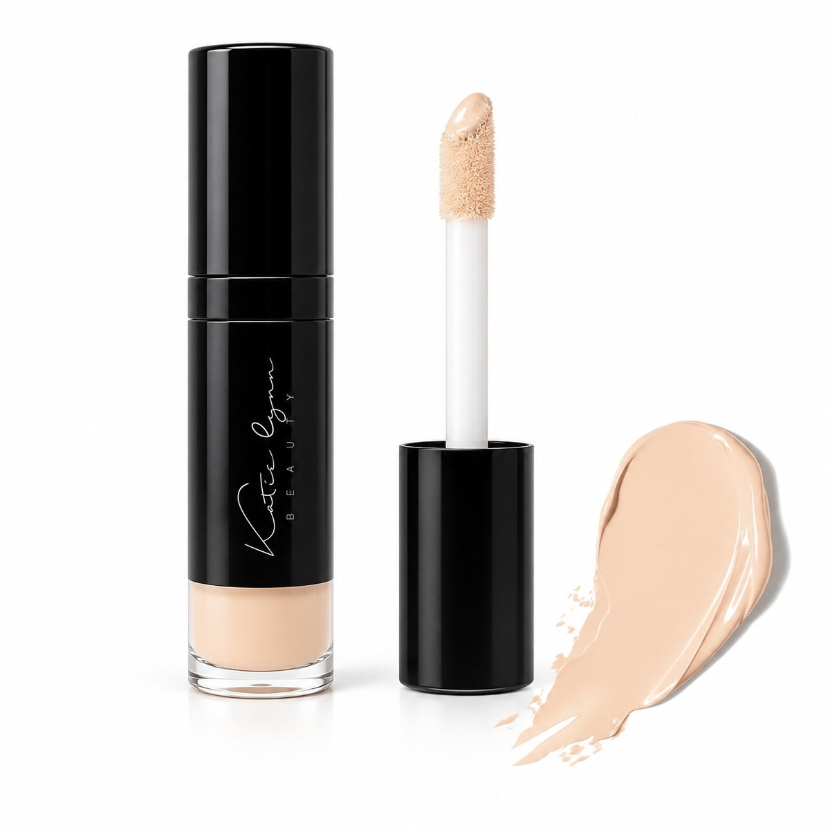 Katie Lynn BEAUTY Liquid Glow Concealer in N25 with applicator and swatch