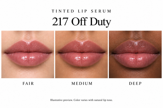 Katie Lynn BEAUTY Off Duty Tinted Lip Serum, shade 217 on fair, medium and deep lips