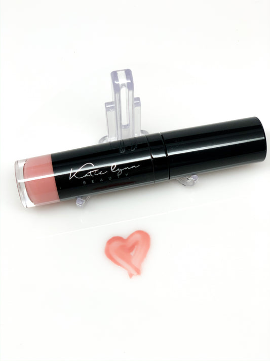 Katie Lynn BEAUTY Nearly Naked lip color tube with swatch